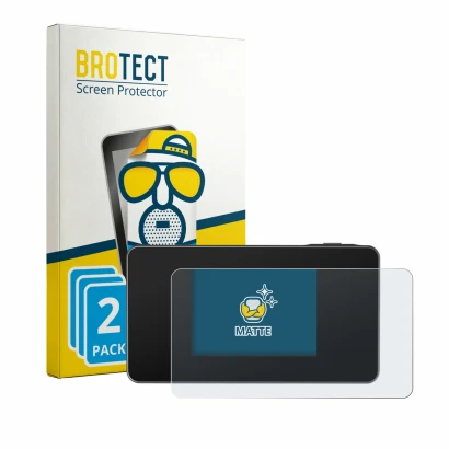 Face avant d’un emballage produit avec le logo de la marque BROTECT. À côté, l’appareil TP-Link M8550 est représenté avec la p