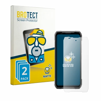Face avant d’un emballage produit avec le logo de la marque BROTECT. À côté, l’appareil Blackview Xplore 6 est représenté avec
