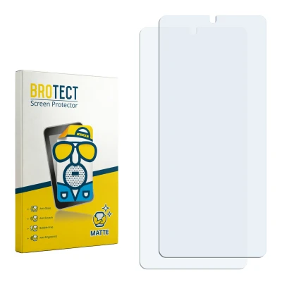 Face avant d’un emballage produit avec le logo de la marque BROTECT. À côté se trouve la protection d’écran correspondante.