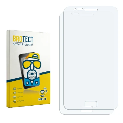 Face avant d’un emballage produit avec le logo de la marque BROTECT. À côté se trouve la protection d’écran correspondante.