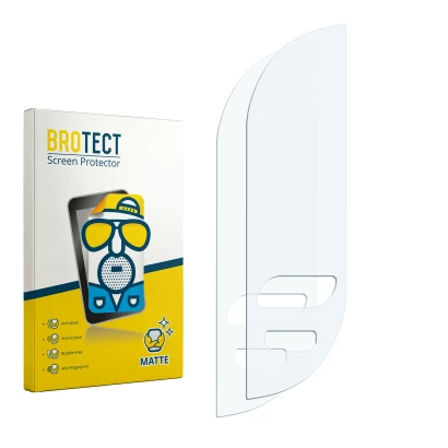 Face avant d’un emballage produit avec le logo de la marque BROTECT. À côté se trouve la protection d’écran correspondante.