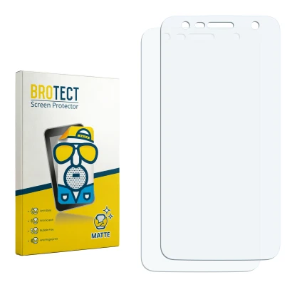 Face avant d’un emballage produit avec le logo de la marque BROTECT. À côté se trouve la protection d’écran correspondante.