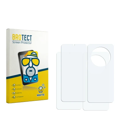 Face avant d’un emballage produit avec le logo de la marque BROTECT. À côté se trouve la protection d’écran correspondante.