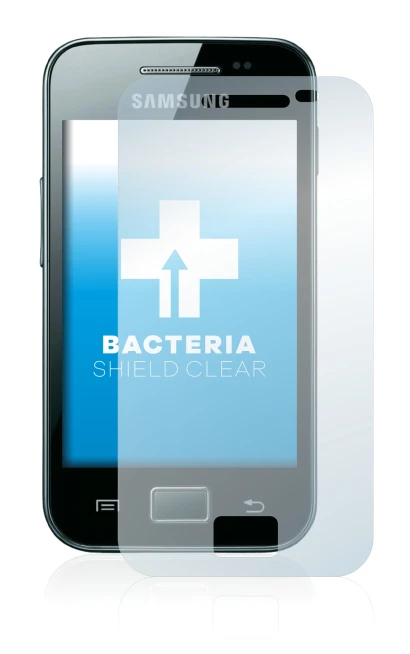 Image de l'appareil Samsung Galaxy Ace S5830i avec une grande variété de protections d'écran.