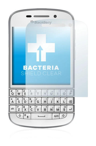 Image de l'appareil BlackBerry Q10 avec une grande variété de protections d'écran.