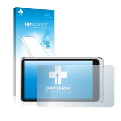 Face avant d’un emballage produit avec le logo de la marque upscreen. À côté, l’appareil Samsung Galaxy Camera 2 EK-GC200 est 