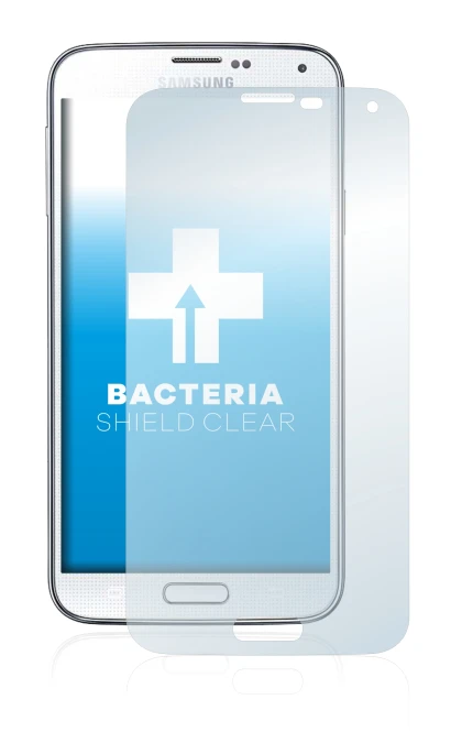 Image de l'appareil Samsung Galaxy S5 avec une grande variété de protections d'écran.