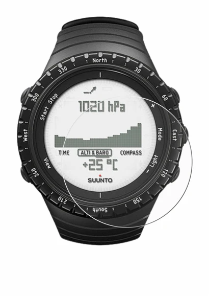 Image de l'appareil Suunto Core Regular Black avec une grande variété de protections d'écran.