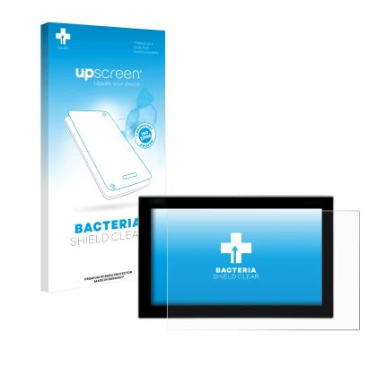 Face avant d’un emballage produit avec le logo de la marque upscreen. À côté, l’appareil Siemens Simatic Flat Panel 12" / 12"