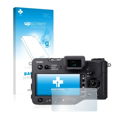 Face avant d’un emballage produit avec le logo de la marque upscreen. À côté, l’appareil Sigma SD Quattro H est représenté ave