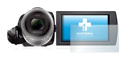 Image de l'appareil Sony FDR-AX53 avec une grande variété de protections d'écran.