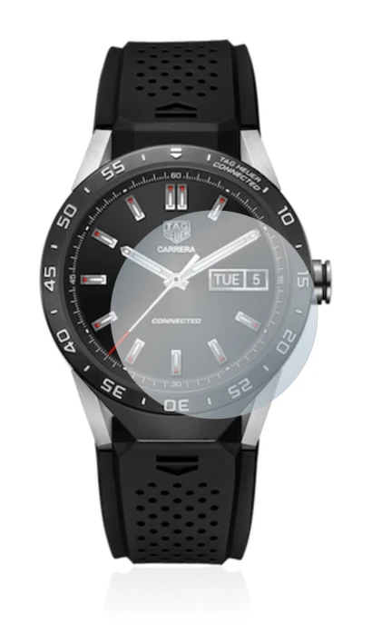 Image de l'appareil TAG Heuer Connected 46 avec une grande variété de protections d'écran.