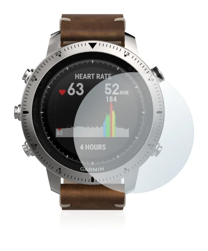 Image de l'appareil Garmin Fenix Chronos avec une grande variété de protections d'écran.