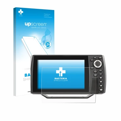 Face avant d’un emballage produit avec le logo de la marque upscreen. À côté, l’appareil Humminbird Helix 7 est représenté ave