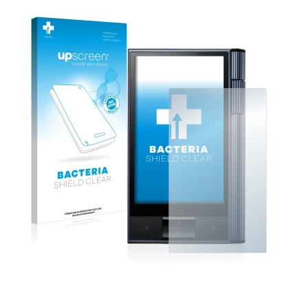 Face avant d’un emballage produit avec le logo de la marque upscreen. À côté, l’appareil Astell&Kern AK KANN est représenté av