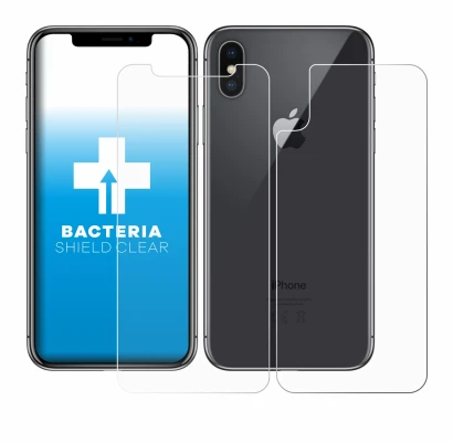 Image de l'appareil Apple iPhone X (Avant+Arrière) avec une grande variété de protections d'écran.