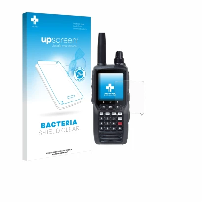Face avant d’un emballage produit avec le logo de la marque upscreen. À côté, l’appareil Yaesu FTA-450 est représenté avec la