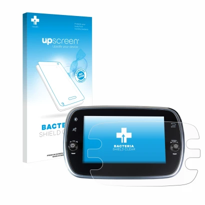 Face avant d’un emballage produit avec le logo de la marque upscreen. À côté, l’appareil Fiat 500X 2016-2019 Uconnet 7" est re