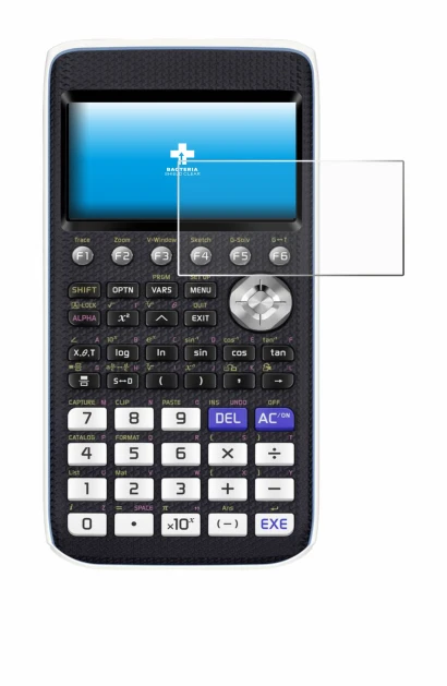 Image de l'appareil Casio FX-CG50 avec une grande variété de protections d'écran.