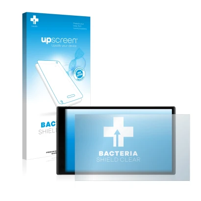 Face avant d’un emballage produit avec le logo de la marque upscreen. À côté, l’appareil Garmin DriveSmart 65 est représenté a