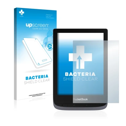 Face avant d’un emballage produit avec le logo de la marque upscreen. À côté, l’appareil PocketBook Touch HD 3 est représenté 