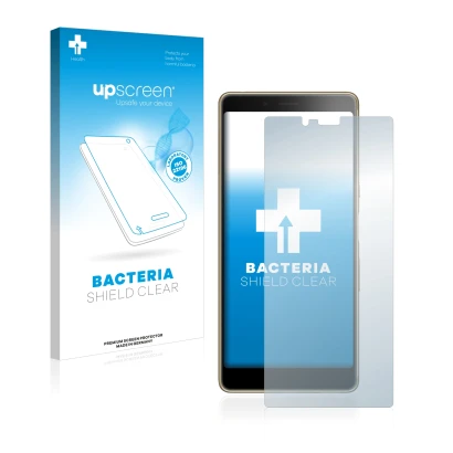 Face avant d’un emballage produit avec le logo de la marque upscreen. À côté, l’appareil Sony Xperia L3 est représenté avec la