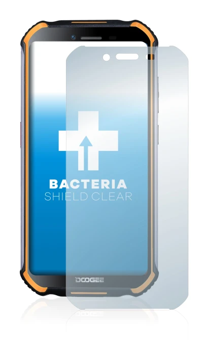 Image de l'appareil Doogee S40 avec une grande variété de protections d'écran.