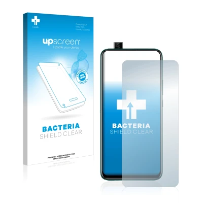Face avant d’un emballage produit avec le logo de la marque upscreen. À côté, l’appareil Huawei P smart Z est représenté avec