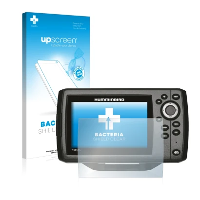 Face avant d’un emballage produit avec le logo de la marque upscreen. À côté, l’appareil Humminbird Helix 5 est représenté ave