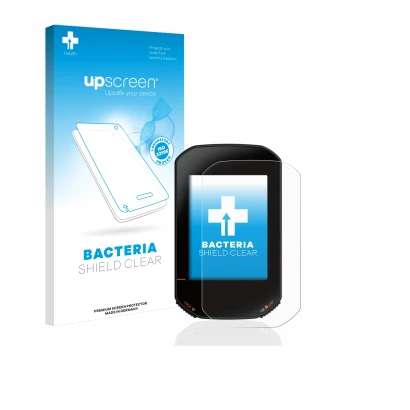 Face avant d’un emballage produit avec le logo de la marque upscreen. À côté, l’appareil Bryton Rider 420 est représenté avec 