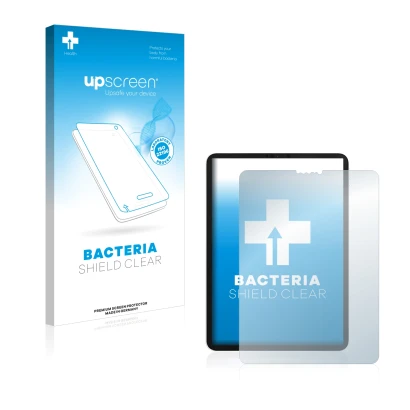 Face avant d’un emballage produit avec le logo de la marque upscreen. À côté, l’appareil Apple iPad Pro 11" WiFi 2020 (2e Gen.