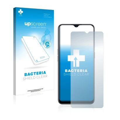 Face avant d’un emballage produit avec le logo de la marque upscreen. À côté, l’appareil Oppo Find X2 Lite est représenté avec
