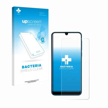Face avant d’un emballage produit avec le logo de la marque upscreen. À côté, l’appareil Beafon M6 est représenté avec la prot