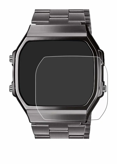 Image de l'appareil Casio A168WEGG-1BEF avec une grande variété de protections d'écran.