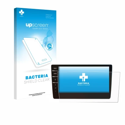 Face avant d’un emballage produit avec le logo de la marque upscreen. À côté, l’appareil Volkswagen T6.1 California 2021 Disco