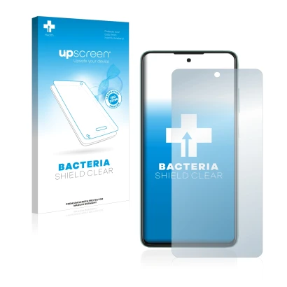 Face avant d’un emballage produit avec le logo de la marque upscreen. À côté, l’appareil Samsung Galaxy A52 est représenté ave