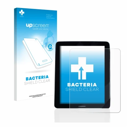 Face avant d’un emballage produit avec le logo de la marque upscreen. À côté, l’appareil Volvo Polestar 2 2020 Infotainment Sy