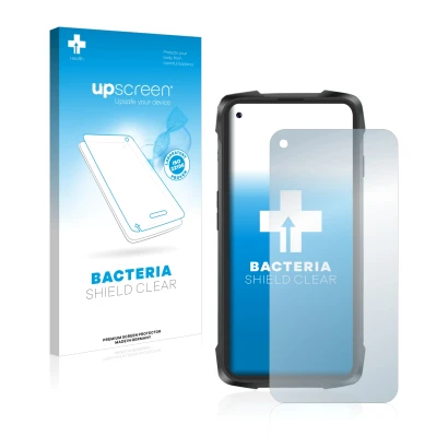 Face avant d’un emballage produit avec le logo de la marque upscreen. À côté, l’appareil Cubot King Kong 7 est représenté avec