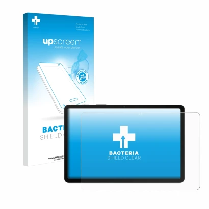 Face avant d’un emballage produit avec le logo de la marque upscreen. À côté, l’appareil Samsung Galaxy Tab S8 5G est représen