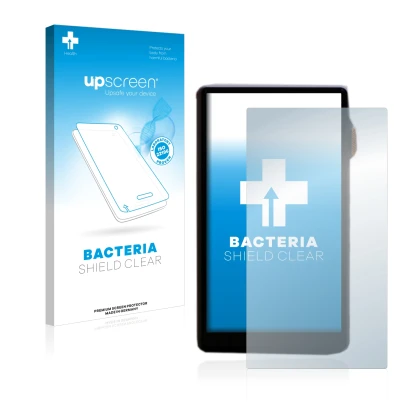 Face avant d’un emballage produit avec le logo de la marque upscreen. À côté, l’appareil iBasso DX240 est représenté avec la p