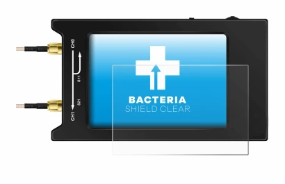 Image de l'appareil NanoVNA H4 avec une grande variété de protections d'écran.