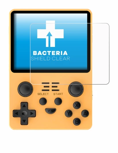 Image de l'appareil Powkiddy RGB20S avec une grande variété de protections d'écran.