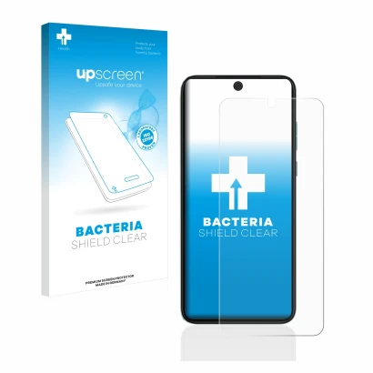 Face avant d’un emballage produit avec le logo de la marque upscreen. À côté, l’appareil Motorola Edge 30 Neo est représenté a