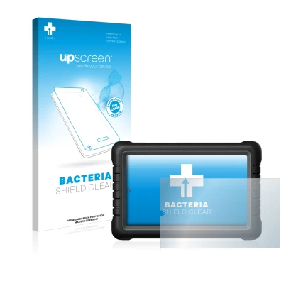 Face avant d’un emballage produit avec le logo de la marque upscreen. À côté, l’appareil Launch X-431 PROS V 8" est représenté