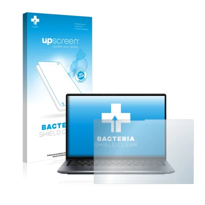 Face avant d’un emballage produit avec le logo de la marque upscreen. À côté, l’appareil Dell Latitude 9430 2-in-1 est représe