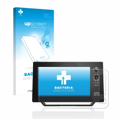 Face avant d’un emballage produit avec le logo de la marque upscreen. À côté, l’appareil Humminbird Apex 13 MEGA SI+ est repré