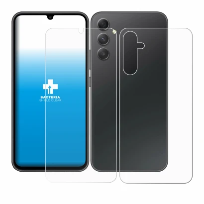 Image de l'appareil Samsung Galaxy A34 5G (Avant+Arrière) avec une grande variété de protections d'écran.