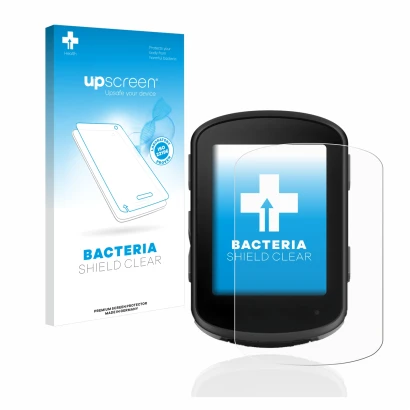 Face avant d’un emballage produit avec le logo de la marque upscreen. À côté, l’appareil Garmin Edge 840 est représenté avec l