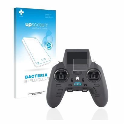 Face avant d’un emballage produit avec le logo de la marque upscreen. À côté, l’appareil Radiomaster Zorro est représenté avec