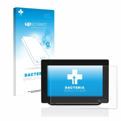 Face avant d’un emballage produit avec le logo de la marque upscreen. À côté, l’appareil Raymarine Axiom 9 est représenté avec